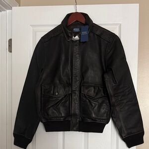 Polo by Ralph Lauren Brown Leather Bomber Jacket